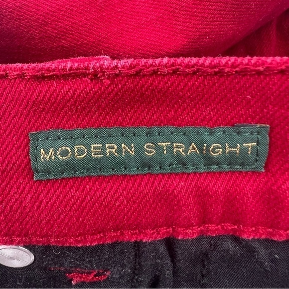 Lauren Ralph Lauren Red Modern Straight Denim Jeans Size 14 Wide Women's - Picture 4 of 6